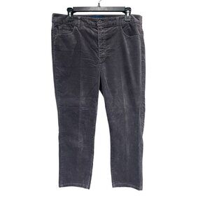 Talbots Women"s Petite High-Rise Straight-Leg Gray Corduroy Pants Size 12 Petite